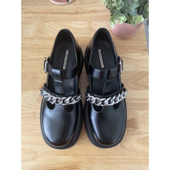 Urban Revivo Platform Chain Black Buckle Mary Janes Goth Academia Grunge 7.5 - Picture 7 of 9